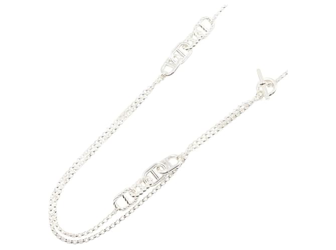 Hermès Hermes Chaine d'Ancre Area II Long Necklace Silvery 