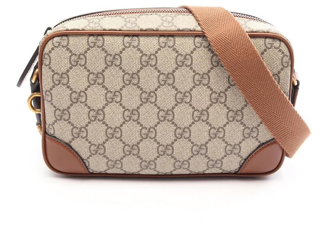 Borsa a tracolla Gucci GG Emblem Marrone Beige