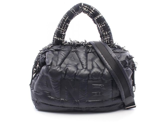 Sac cabas 2-Way Chanel Doudoune Coconeige Noir Blanc