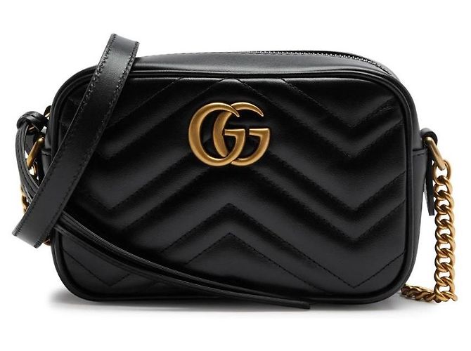 Borsa Gucci Marmont Camera Small in pelle matelassé nera Nero