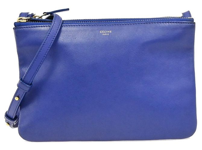 Céline Celine Trio Leather Small Bleu