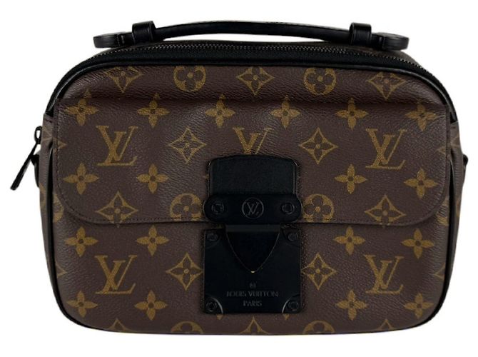 Borsa a tracolla Louis Vuitton Monogram Macassar Marrone Nero