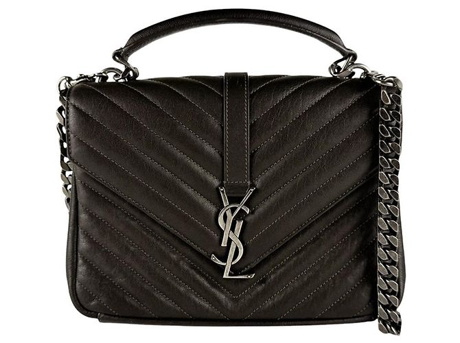 Bolsa de ombro Saint Laurent em couro khaki brown Caqui