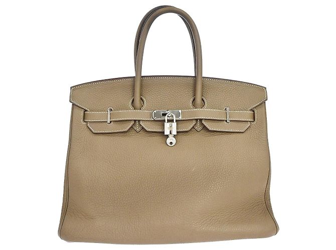 Hermès Hermes Birkin Grey Clemence avec Palladium Hardware 35 Beige