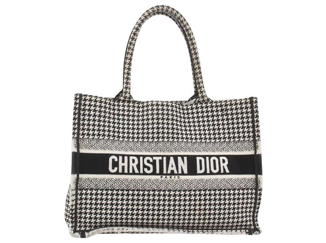 Christian Dior Book Embroidered Canvas Medium Noir