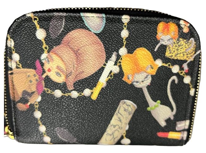 DSQUARED2 printed leather zipped wallet Black Multiple colors