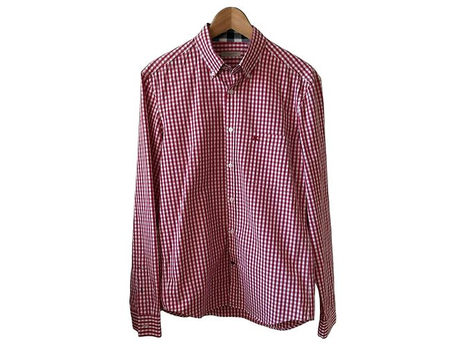Burberry Brit Red Gingham Baumwollhemd Weiß Rot