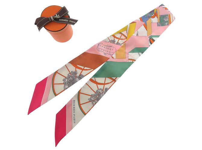 Twilly Springs in seta Hermès Rosa Multicolore 