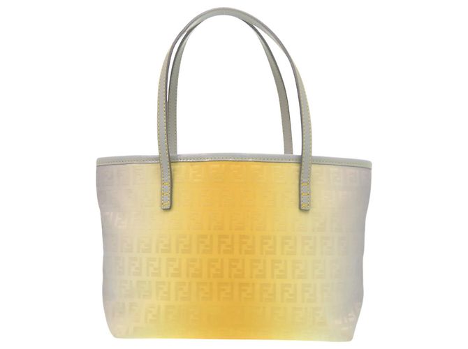 Fendi Zucchino Pattern Tote Bag Brown Yellow