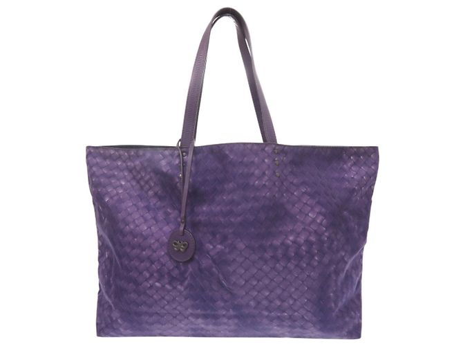 Bolso Tote Bottega Veneta de nailon y cuero Púrpura