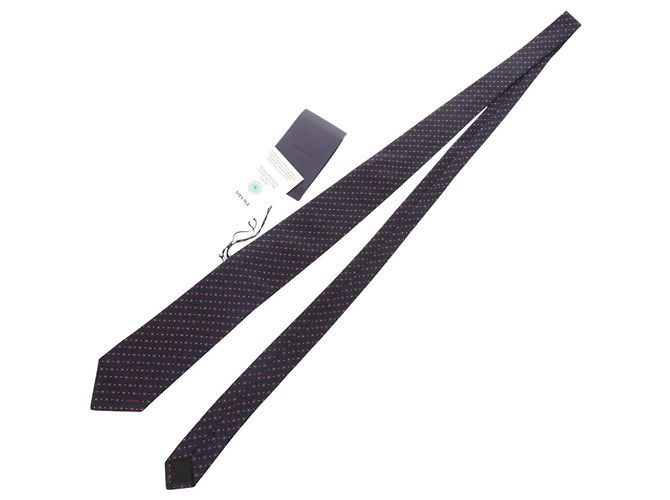 Prada Navy Silk Cravat White Red Navy blue
