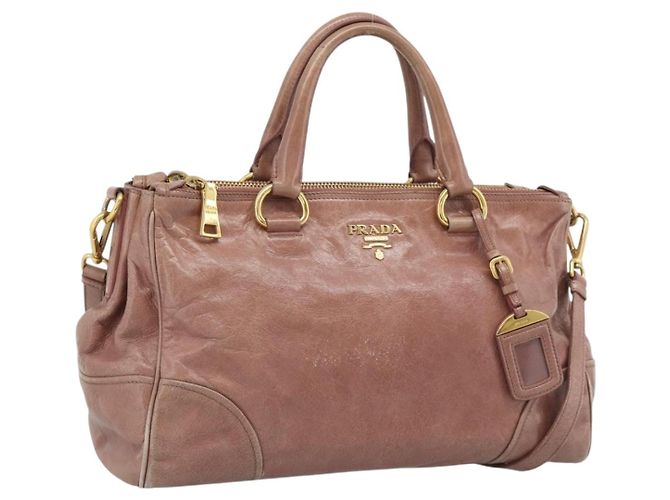 PRADA Handtasche aus Leder 2way Pink Gold Auth 195564A Golden