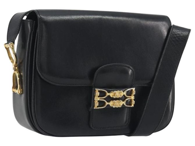 Céline Borsa a tracolla CELINE in pelle nera e oro Auth 194301 Nero D'oro