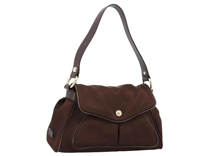 Céline CELINE Handtasche Nylon Brown Gold Auth 196564 Braun Golden