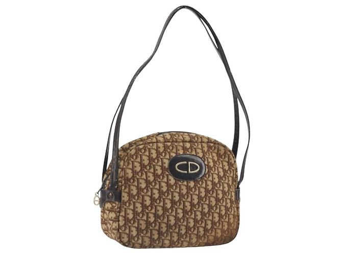 Borsa a tracolla Christian Dior Trotter Canvas Marrone Oro Auth bs36727 D'oro