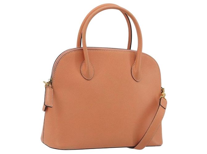 Céline Bolsa de mão CELINE em couro 2way Laranja Tom Dourado Auth 195791A