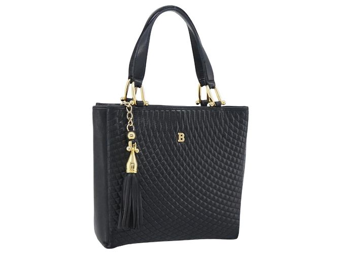 Bolsa BALLY em couro preto e dourado Auth 196018