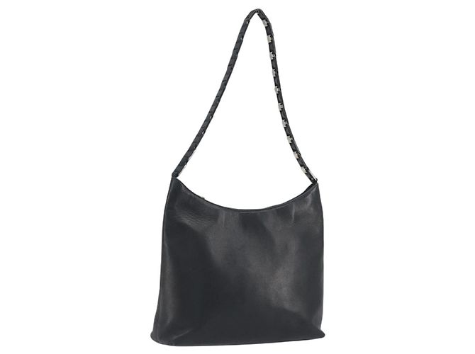Borsa a tracolla Salvatore Ferragamo in pelle nera e argento Auth bs36748 Nero