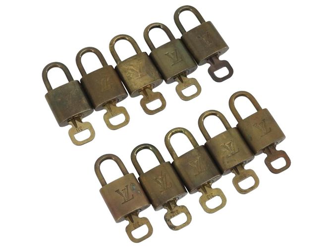 LOUIS VUITTON Set di 10 Lucchetti Lucchetto metallo Gold LV Auth 192561 D'oro