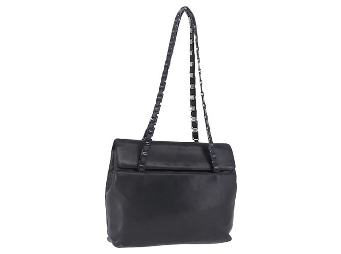 Borsa a tracolla Salvatore Ferragamo in pelle nera e argento Auth ka5635 Nero
