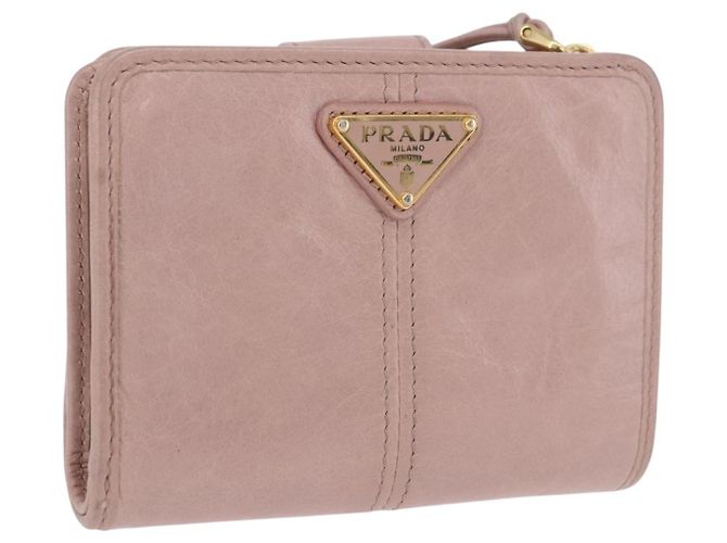 PRADA Bifold Geldbörse aus Leder, Rosa, authentisch 183515A Pink