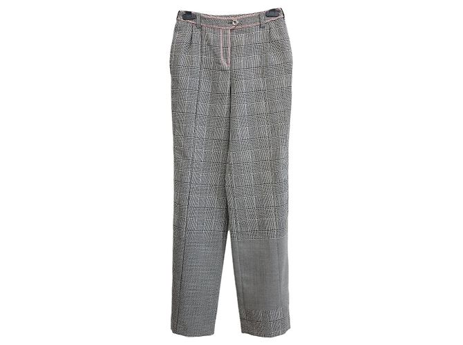 Christian Dior Karierte Wollhose Schwarz Weiß Grau