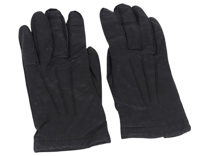 Hermès HERMES Handschuhe Lamb Skin Black Auth bs36480 Schwarz