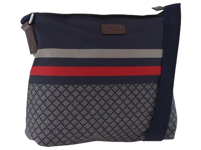 Borsa a tracolla GUCCI Sherry Line Nylon Navy Silver 270410 Auth ka5604A Argento Blu navy