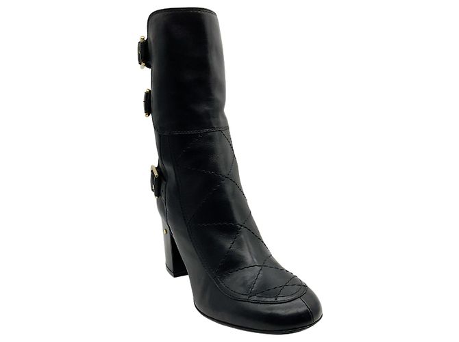 Botas Moto de Piel Acolchada Negra Laurence Dacade Negro