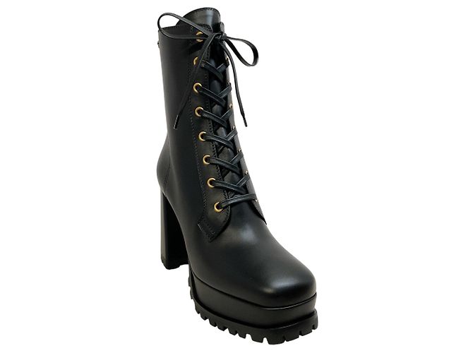 Stivaletti stringati York in pelle nera Gianvito Rossi Nero