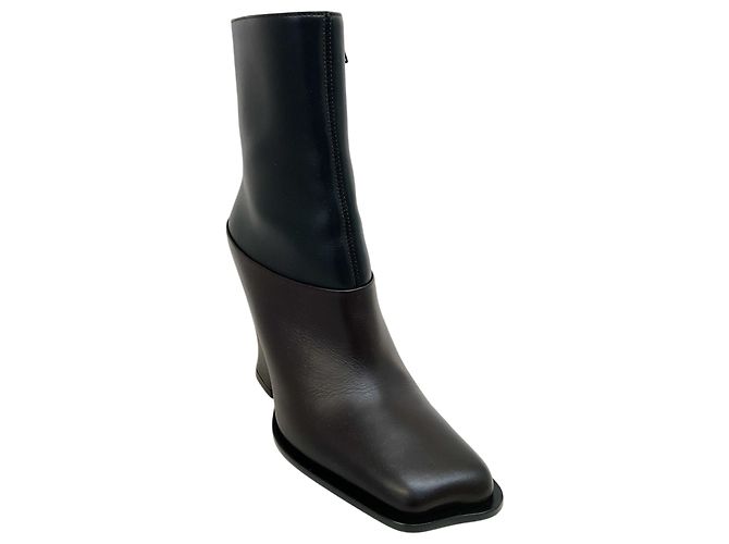Stivaletti Loewe Onda 90 in pelle Black / Brown Nero