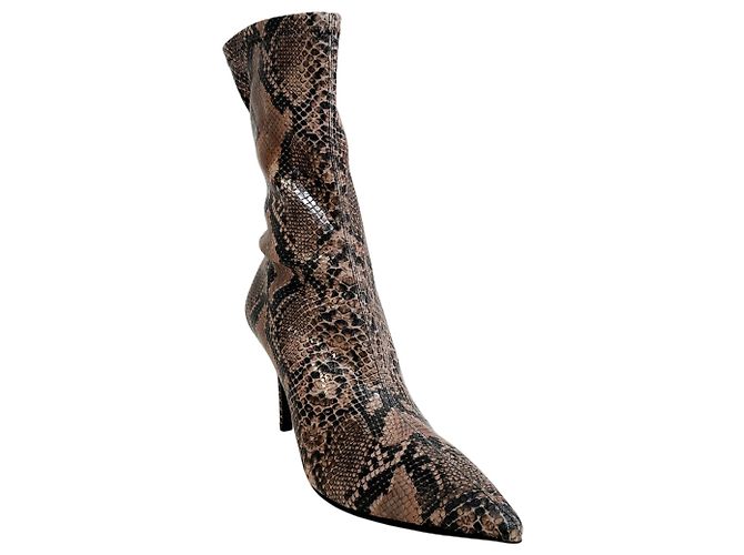 Stella Mc Cartney Botas Stella McCartney Coffee Iconic con estampado de reptil Castaño