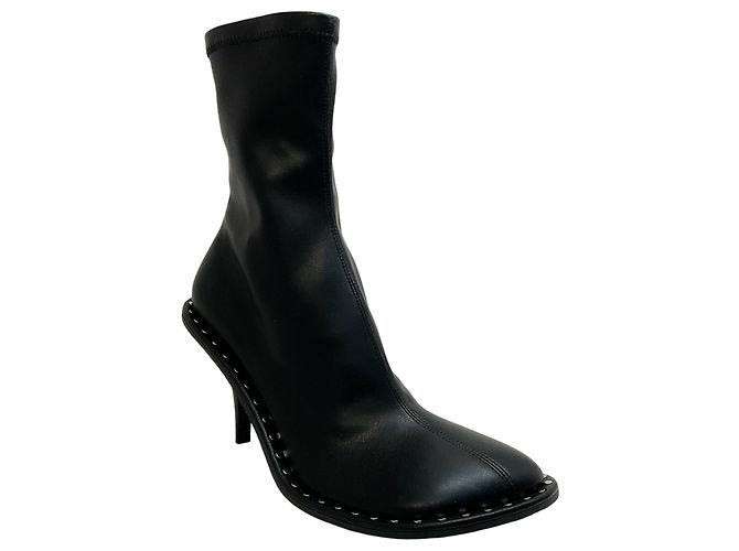 Stella Mc Cartney Stella McCartney Black Leather Ryder Stretch Boots with Studs