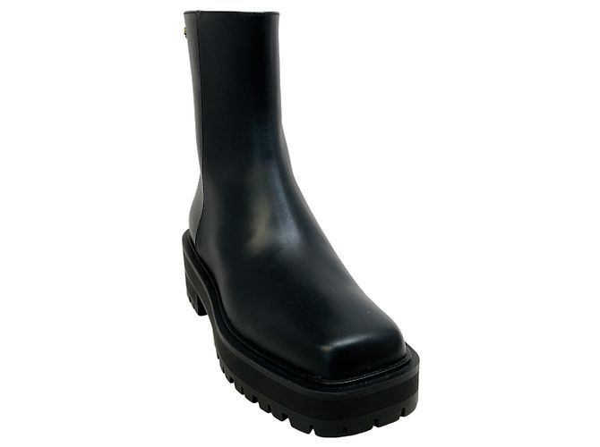 Botines Warner de punta cuadrada en cuero negro Gianvito Rossi