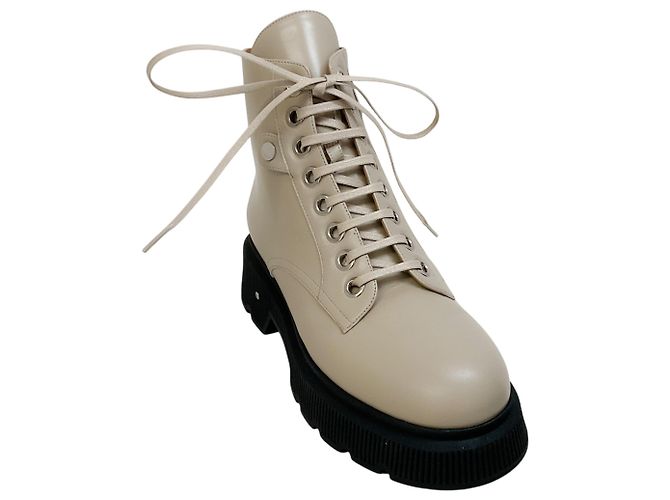 Botas de combate Kurt em couro Grege Laurence Dacade Bege