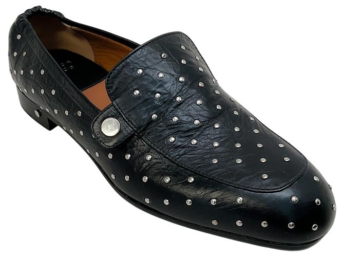 Mocassini Angela Laurence Dacade in pelle nera con borchie argentate Nero