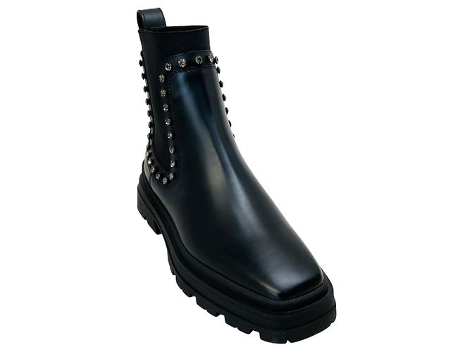Botas Veronique 45 em couro Black Diamond Jimmy Choo