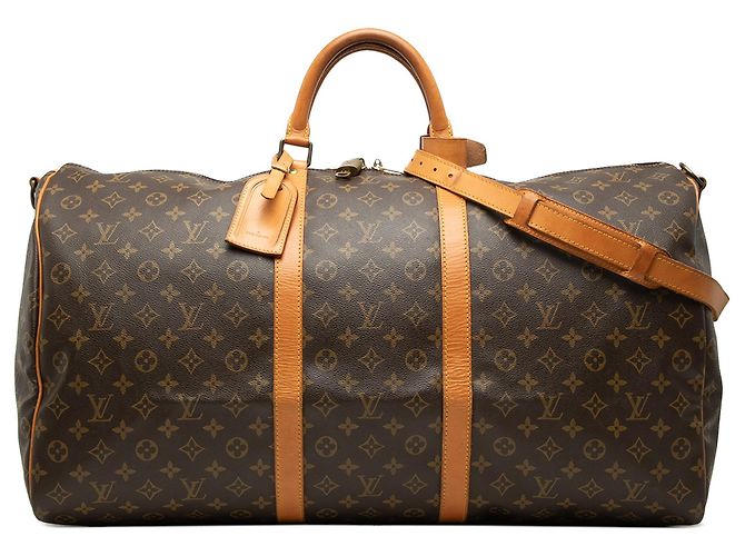 Borsa da viaggio Louis Vuitton Monogram Keepall Bandouliere 60 Marrone