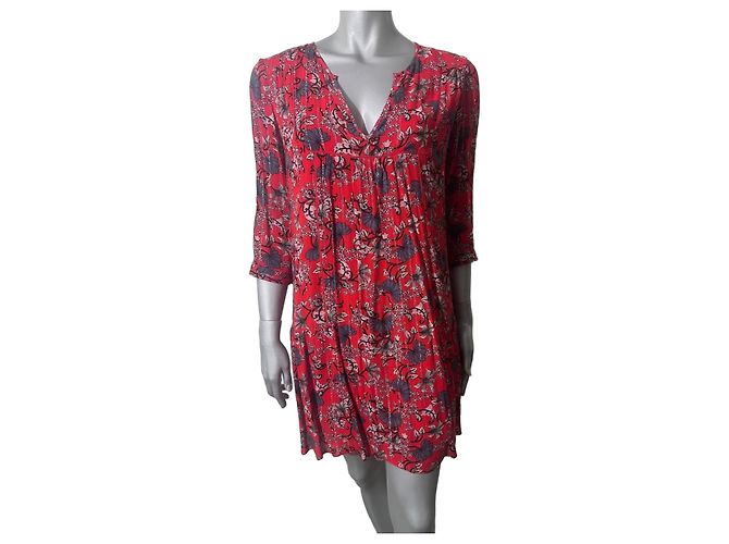 ba&sh rotes Kleid mit Blumenprint Mehrfarben