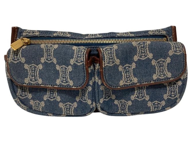 Céline Bolsa de cintura Celine Macadam Denim Azul