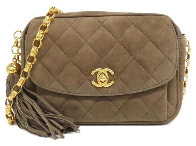 Borsa a tracolla Chanel in camoscio marrone chiaro