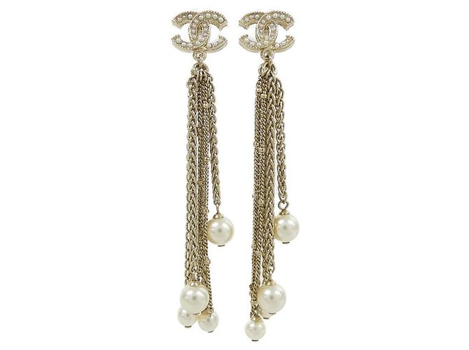 Orecchini a catena Chanel AB0672 Oro e Bianco D'oro
