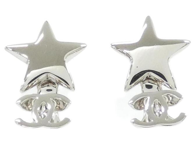 Pendientes de botón Chanel ABH471 Silver Plata