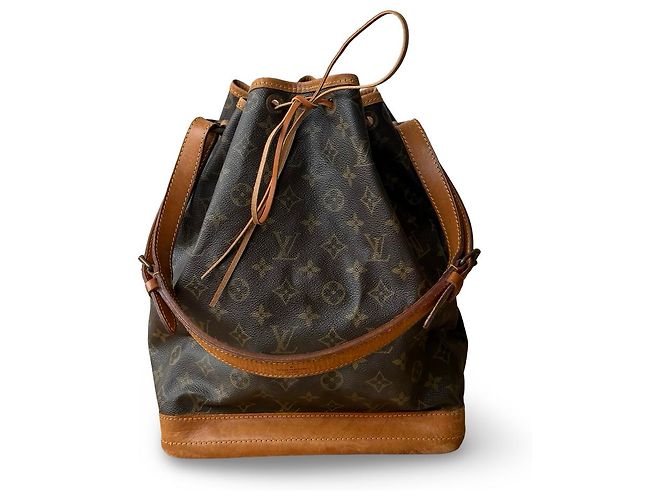 Noe Bolsa Louis Vuitton Noé Bege de Couro e Tecido