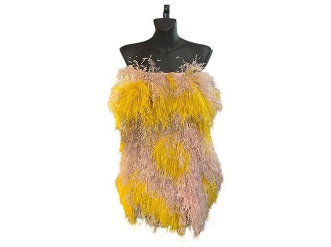 Ralph & Russo Abito Ralph&Russo rosa e giallo in piume di struzzo