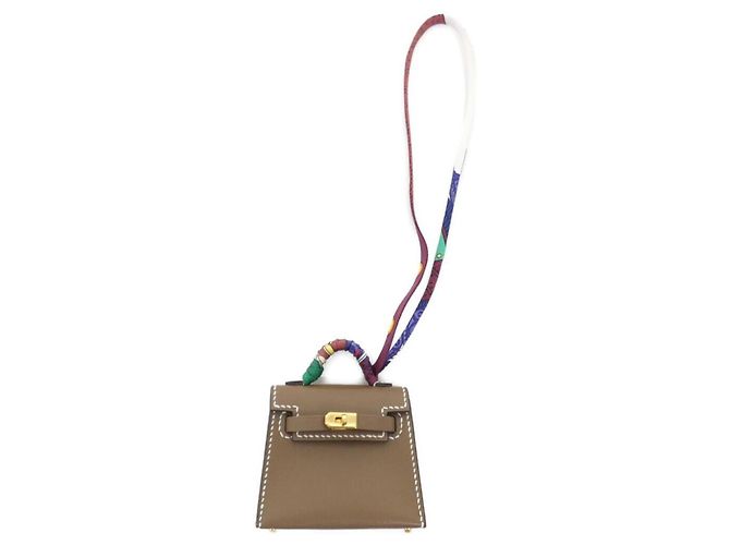 Hermès Hermes Kelly Twilly Mini Accessory Bag Charm Doré Taupe 