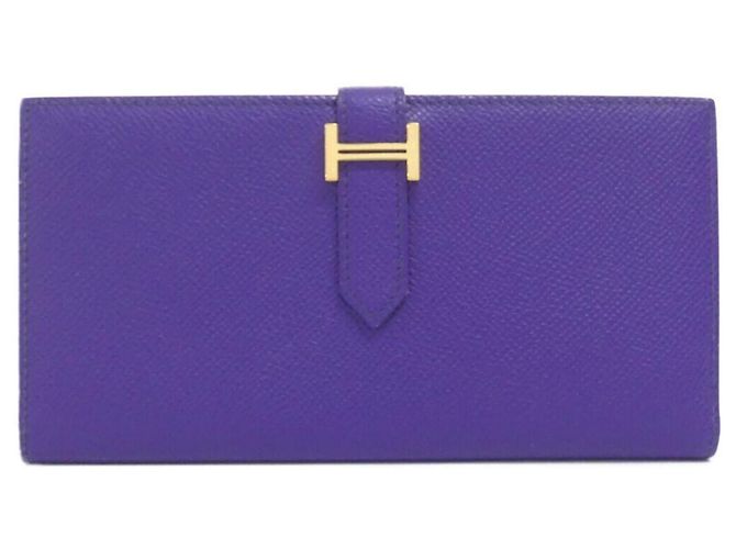 Hermès Hermes Bearn Classic Long Wallet Purple