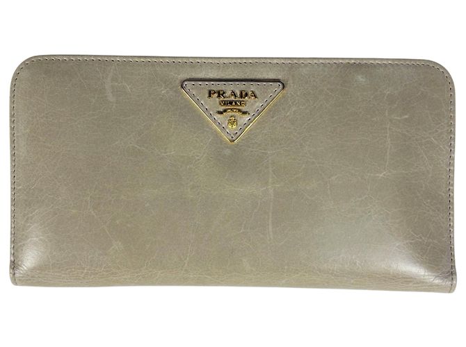 Carteira longa Prada de couro cinza 1M1265