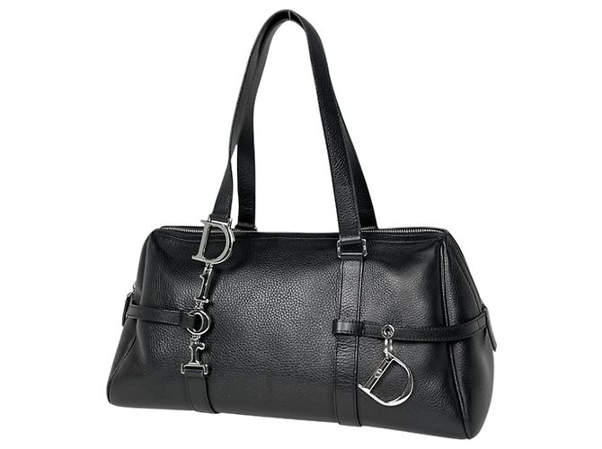 Borsa a mano Christian Dior in pelle nera Nero