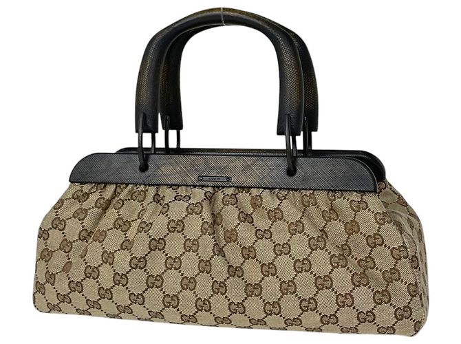 Borsa Gucci GG Canvas e pelle beige